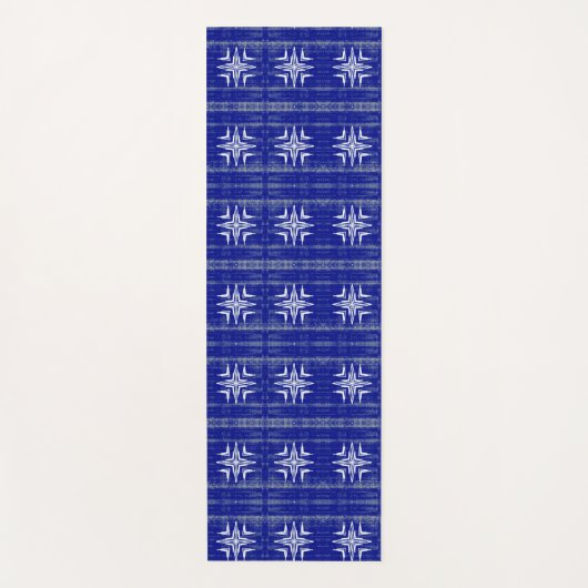 Tapis De Yoga Motif d'art géométrique saphir bleu blanc gris (Devant)