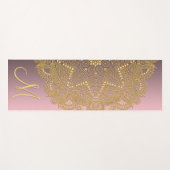 Tapis De Yoga Motif D'Art Mandala D'Or Personnalisé Sur Rose Blu (Devant (Horizontal))