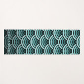 Tapis De Yoga Motif d'art Turquoise Blue Green Wave Circles (Devant (Horizontal))