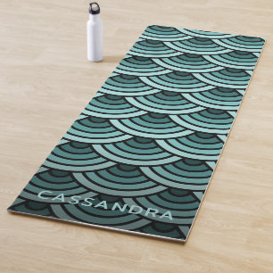 Tapis De Yoga Motif d'art Turquoise Blue Green Wave Circles