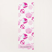 Tapis De Yoga Motif De Baleines, Baleines Roses, Votre Nom (Dos)