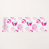 Tapis De Yoga Motif De Baleines, Baleines Roses, Votre Nom (Devant (Horizontal))