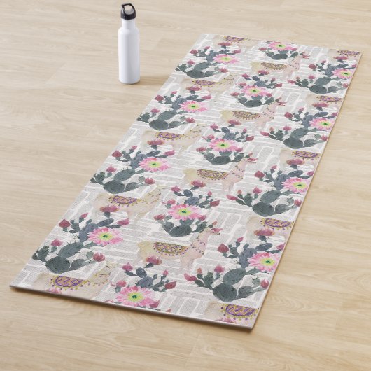 Tapis De Yoga Motif de cactus d'aquarelle (En situation)