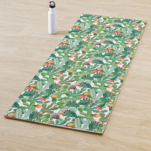 Tapis De Yoga Motif de cactus d'aquarelle (En situation)