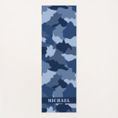 Tapis De Yoga Motif de camouflage bleu Nom du monogramme (Devant)