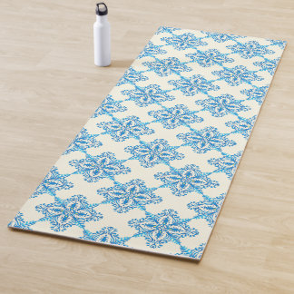 Tapis De Yoga Motif de carrelage bleu méditerranéen