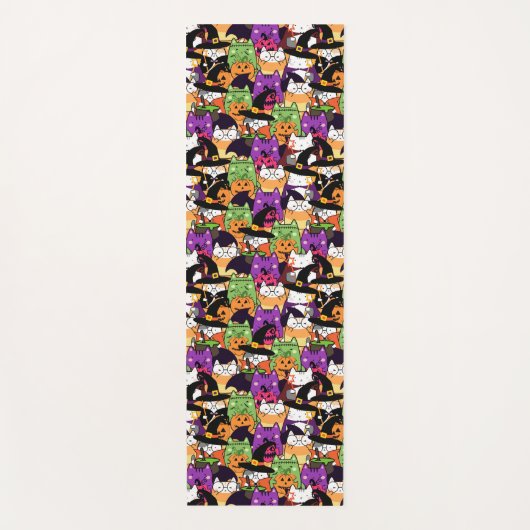 Tapis De Yoga Motif de chats Halloween Kawaii (Devant)
