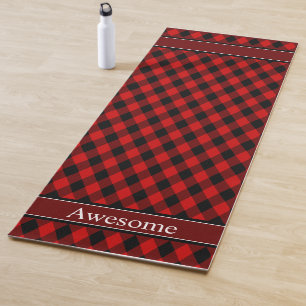 Tapis De Yoga Motif de diamant noir rouge élégant & texte