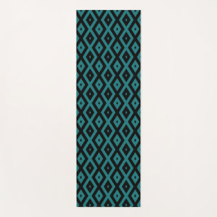 Tapis De Yoga motif de diamants turquoise et noir