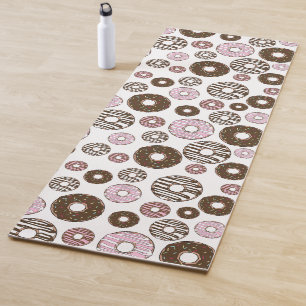 Tapis De Yoga Motif De Donuts, Donuts Roses, Donuts Brown