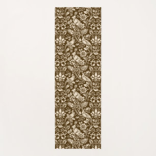 Tapis De Yoga Motif de faisan et lièvre, Brown et beige