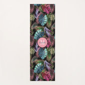 Tapis De Yoga Motif de feuillage tropical avec votre monogramme (Devant)