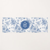 Tapis De Yoga Motif de fleurs bleues (Devant (Horizontal))