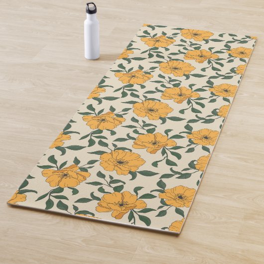 Tapis De Yoga Motif de fleurs de crapaud orange (En situation)