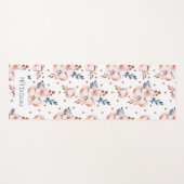Tapis De Yoga Motif de fleurs rose pâle (Devant (Horizontal))