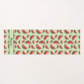 Tapis De Yoga Motif de fruit pastèque sur fond vert avec nom per (Devant (Horizontal))