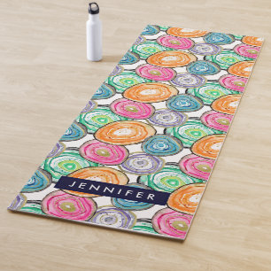 Tapis De Yoga Motif de géode orange rose pâle