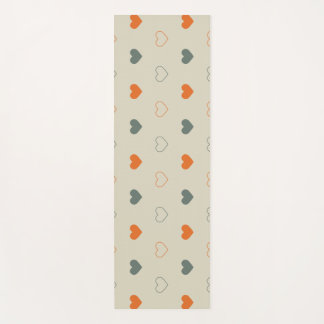 Tapis De Yoga Motif de grille de cœurs orange et vert