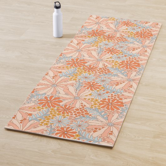 Tapis De Yoga Motif de jardin à fleurs rétro (En situation)
