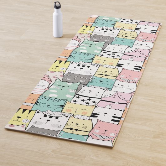 Tapis De Yoga Motif de Kawaii Cute Big Cats (En situation)