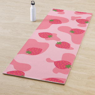 Tapis De Yoga motif de la vache à fraise kawaii