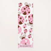 Tapis De Yoga Motif De Ladybugs, Ladybugs Rose, Votre Nom (Devant)
