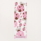 Tapis De Yoga Motif De Ladybugs, Ladybugs Rose, Votre Nom (Dos)