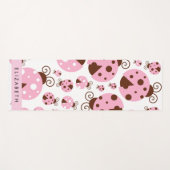 Tapis De Yoga Motif De Ladybugs, Ladybugs Rose, Votre Nom (Devant (Horizontal))