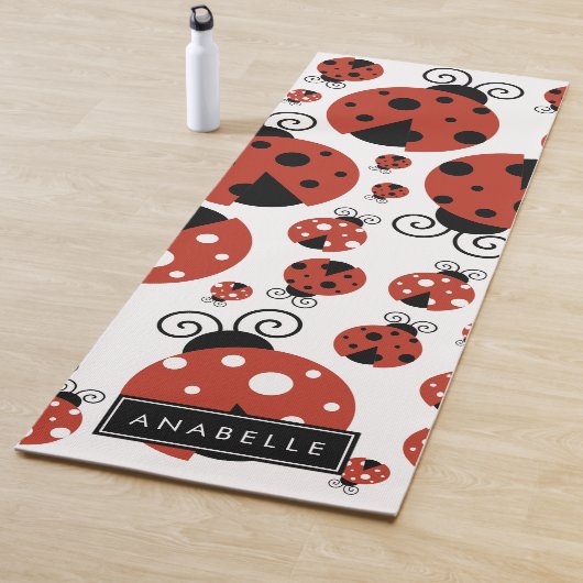 Tapis De Yoga Motif De Ladybugs, Red Ladybugs, Votre Nom (En situation)