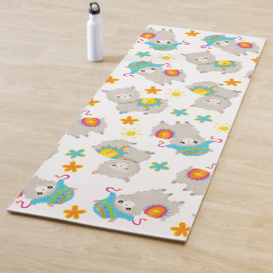 Tapis De Yoga Motif De Llamas, Cute Llamas, Alpacas, Fleurs