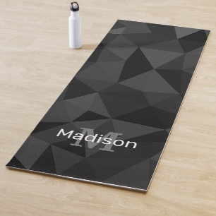 Tapis De Yoga Motif de maillage géométrique gris foncé noir