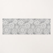 Tapis De Yoga Motif de mandala blanc et gris doux (Devant (Horizontal))