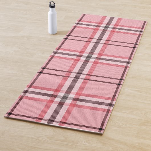 Tapis De Yoga Motif de mode rose et gris chic (En situation)