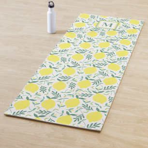 Tapis De Yoga motif de monogramme botanique de citron