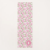 Tapis De Yoga Motif de monogramme de fleurs d'hydrangea rose élé (Devant)