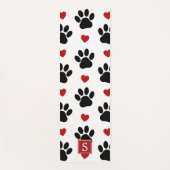 Tapis De Yoga Motif De Pâtes, Pâtes Noires, Coeurs Rouges, Monog (Devant)