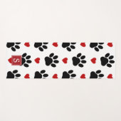 Tapis De Yoga Motif De Pâtes, Pâtes Noires, Coeurs Rouges, Monog (Devant (Horizontal))