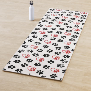 Tapis De Yoga Motif De Pâtes, Pâtes Noires, Pâtes Rouges, Coeurs