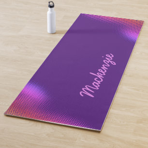 Tapis De Yoga Motif de point rose avec nom sur ROYAL PURPLE