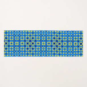 Tapis De Yoga Motif de style mandala bleu et jaune yoga