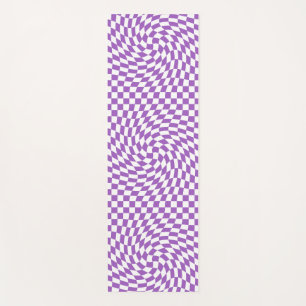 Tapis De Yoga Motif de tableau de À damiers violet et blanc