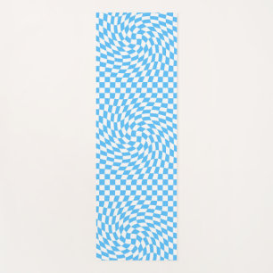 Tapis De Yoga Motif de tableau de bord bleu clair et blanc À dam