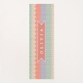 Tapis De Yoga Motif de tricot pastel scandinave personnalisé nom (Devant)
