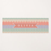 Tapis De Yoga Motif de tricot pastel scandinave personnalisé nom (Devant (Horizontal))