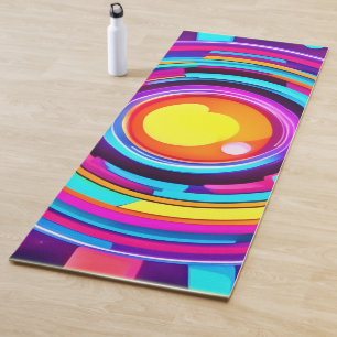 Tapis De Yoga Motif de vortex en cercle néon