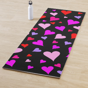Tapis De Yoga Motif des coeurs amusants, rouge, rose, violet et