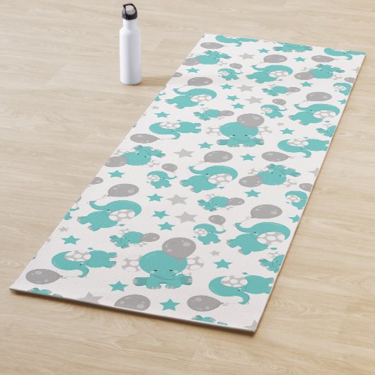 Tapis De Yoga Motif Des Eléphants Bleus, Eléphants Mignons, Étoi (En situation)