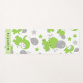 Tapis De Yoga Motif Des Eléphants Verts, Étoiles, Votre Nom (Devant (Horizontal))