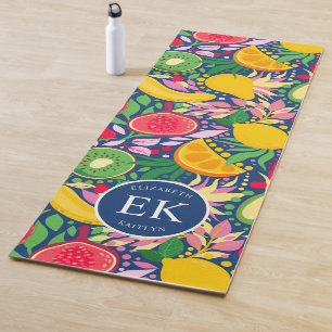 Tapis De Yoga Motif d'été pour le Monogramme de fruits tropicaux