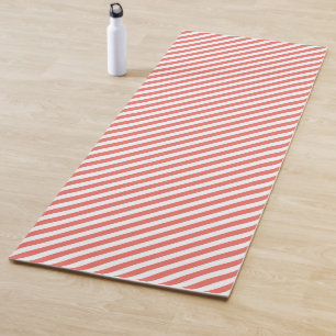 Tapis De Yoga Motif diagonal de rayures roses et blanches